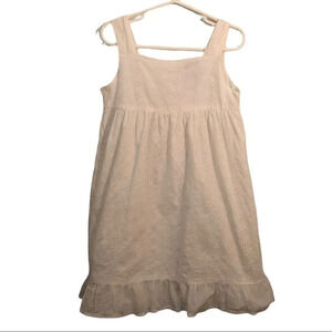 OSHKOSH Genuine Kids Sz 5 Girl's White 100% Cotton Eyelet Ruffle Hem Sundress